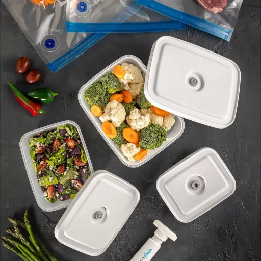 Set di contenitori per alimenti sottovuoto da 6 pezzi con sacchetti e pompa