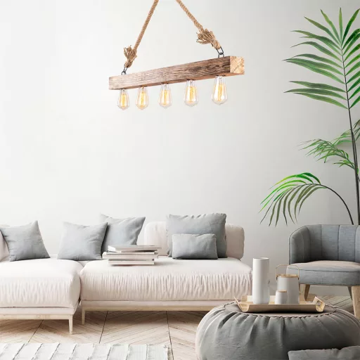 Lampada da soffitto in legno vintage