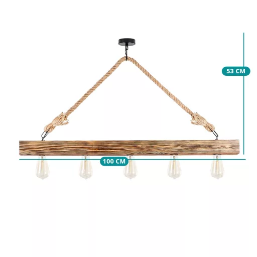 Lampada da soffitto in legno vintage