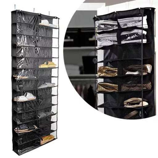 Organizer per scarpe da appendere alla porta con copertura trasparente - soluzione di stoccaggio salvaspazio