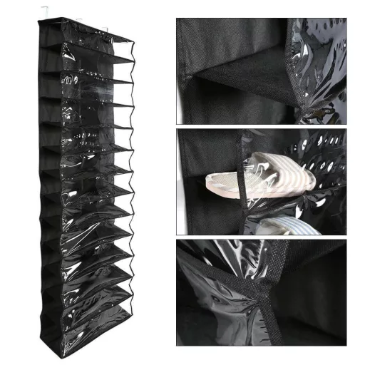 Organizer per scarpe da appendere alla porta con copertura trasparente - soluzione di stoccaggio salvaspazio