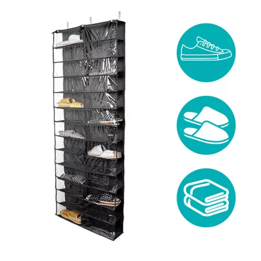 Organizer per scarpe da appendere alla porta con copertura trasparente - soluzione di stoccaggio salvaspazio