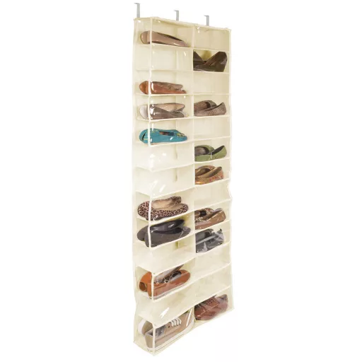Organizer per scarpe da appendere alla porta con copertura trasparente - design salvaspazio