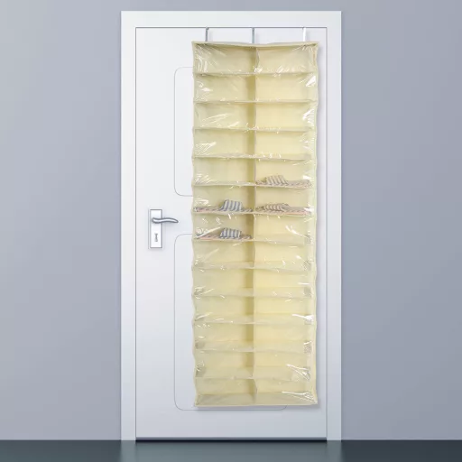 Organizer per scarpe da appendere alla porta con copertura trasparente - design salvaspazio