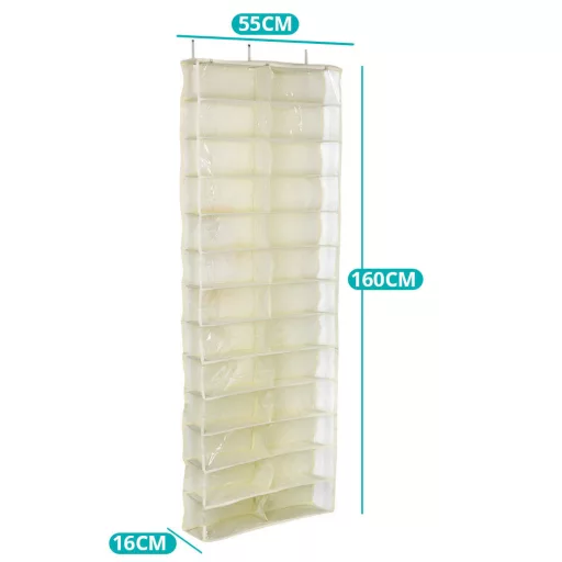 Organizer per scarpe da appendere alla porta con copertura trasparente - design salvaspazio