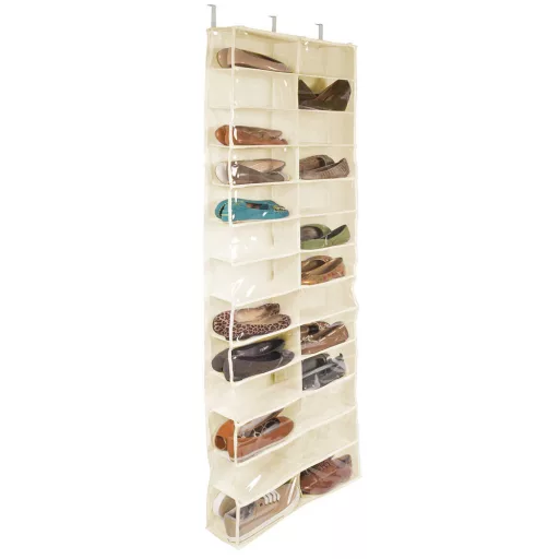 Organizer per scarpe da appendere alla porta con copertura trasparente - design salvaspazio