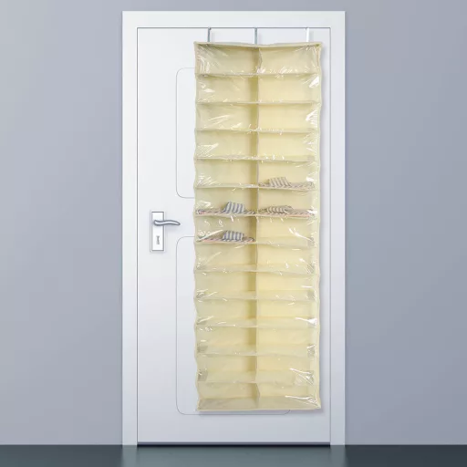 Organizer per scarpe da appendere alla porta con copertura trasparente - design salvaspazio
