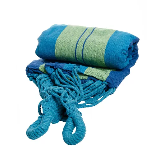 Amaca doppia portatile - Blu, 200x150 cm, capacità 150 kg, con borsa di stoccaggio