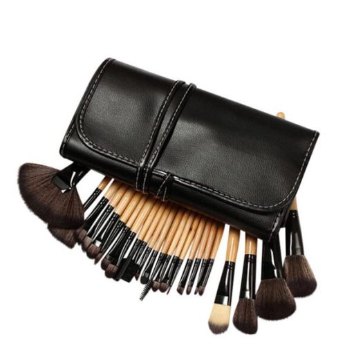 Set di pennelli per trucco da 24 pezzi con setole morbide e astuccio in pelle portatile