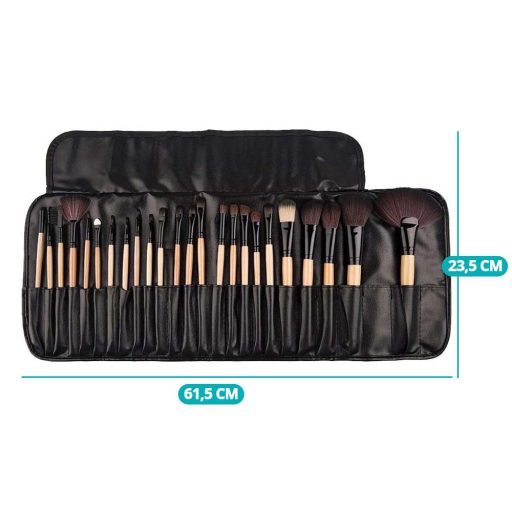 Set di pennelli per trucco da 24 pezzi con setole morbide e astuccio in pelle portatile