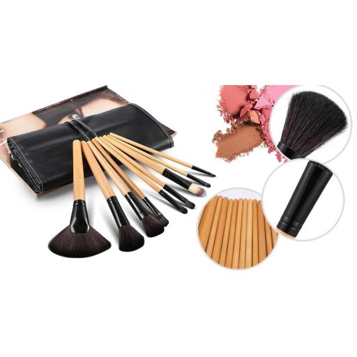 Set di pennelli per trucco da 24 pezzi con setole morbide e astuccio in pelle portatile