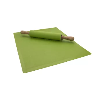 Mattarello in silicone con tappetino antiaderente - Verde