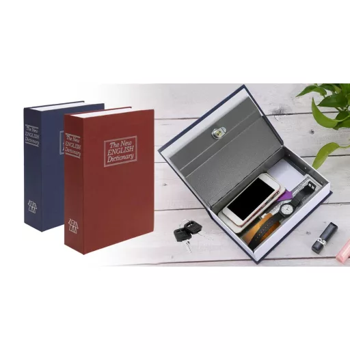 Cassaforte a forma di libro con serratura a chiave - Stoccaggio metallico discreto per casa e ufficio