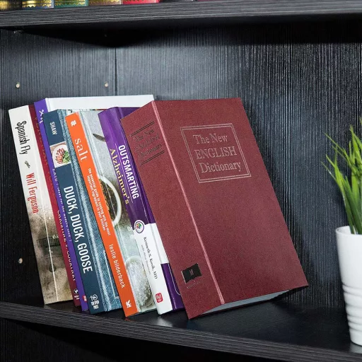 Cassaforte a forma di libro con serratura a chiave - Stoccaggio metallico discreto per casa o ufficio