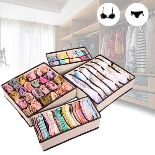 Set di scatole per riporre in beige da 4 pezzi per organizzare biancheria intima e accessori