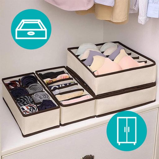 Set di scatole per riporre in beige da 4 pezzi per organizzare biancheria intima e accessori