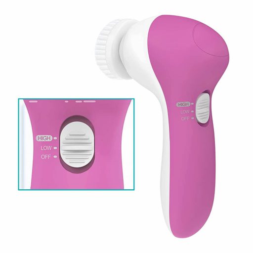 Dispositivo di pulizia del viso 5-in-1 con 5 testine intercambiabili, compatto e a batteria