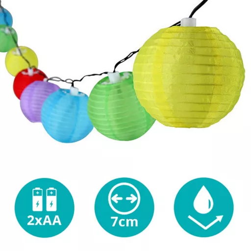 Stringa di lanterne colorate a batteria con 10 LED, 2,1 m