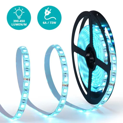 Striscia LED RGB Programmabile 5m - Impermeabile, Controllo Remoto, Luminosità Regolabile