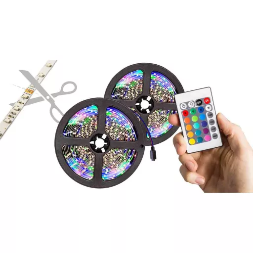Striscia LED RGB Programmabile 5m - Impermeabile, Controllo Remoto, Luminosità Regolabile