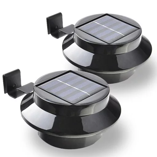Set di lampade solari da esterno nere a 2 pezzi - impermeabili, senza fili, 8 ore di illuminazione