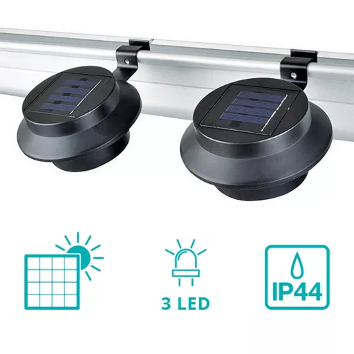 Set di lampade solari da esterno nere a 2 pezzi - impermeabili, senza fili, 8 ore di illuminazione