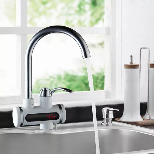 Rubinetto scaldacqua con display LED e connessione verticale