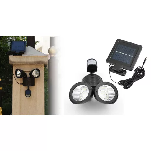 Lampada solare a doppio sensore di movimento - 22 LED, 150 lumen, impermeabile IP44