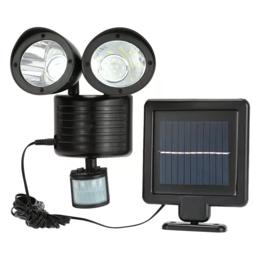 Lampada solare a doppio sensore di movimento - 22 LED, 150 lumen, impermeabile IP44