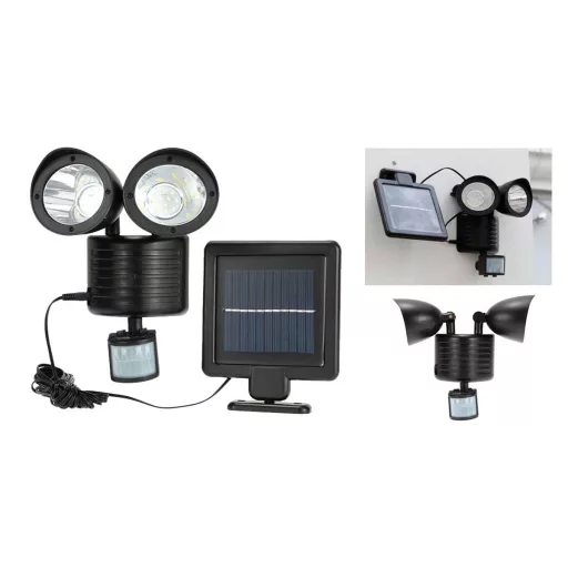 Lampada solare a doppio sensore di movimento - 22 LED, 150 lumen, impermeabile IP44