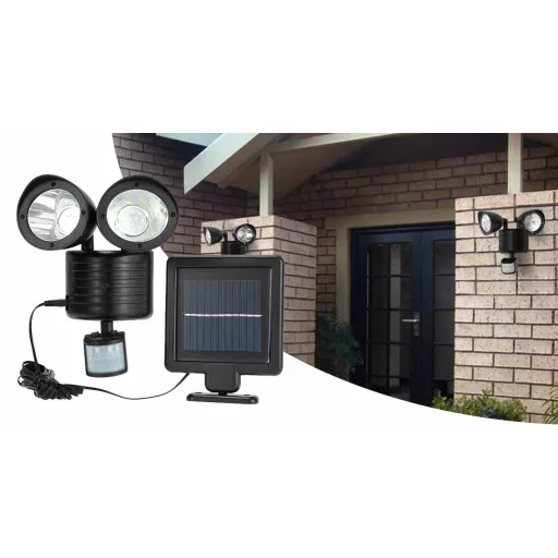 Lampada solare a doppio sensore di movimento - 22 LED, 150 lumen, impermeabile IP44