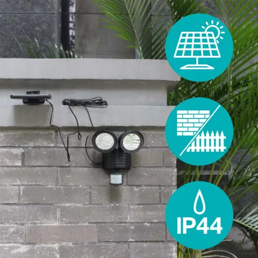 Lampada solare a doppio sensore di movimento - 22 LED, 150 lumen, impermeabile IP44