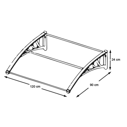 Tenda in policarbonato resistente alle intemperie - 120x90 cm - Nera