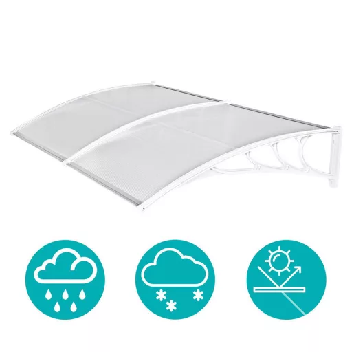 Tenda in policarbonato resistente alle intemperie - 240x90 cm, Bianco - Disponibile in diverse dimensioni