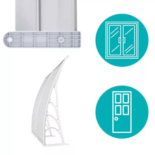 Tenda in policarbonato resistente alle intemperie - 240x90 cm, Bianco - Disponibile in diverse dimensioni