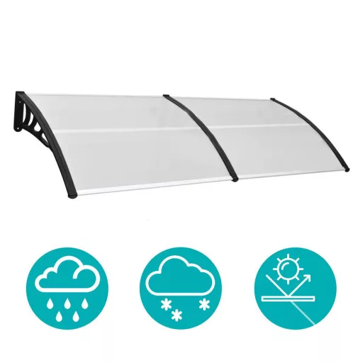 Tenda in policarbonato resistente alle intemperie - 240x90 cm, Nera