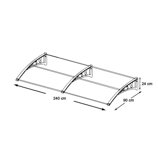 Tenda in policarbonato resistente alle intemperie - 240x90 cm, Nera