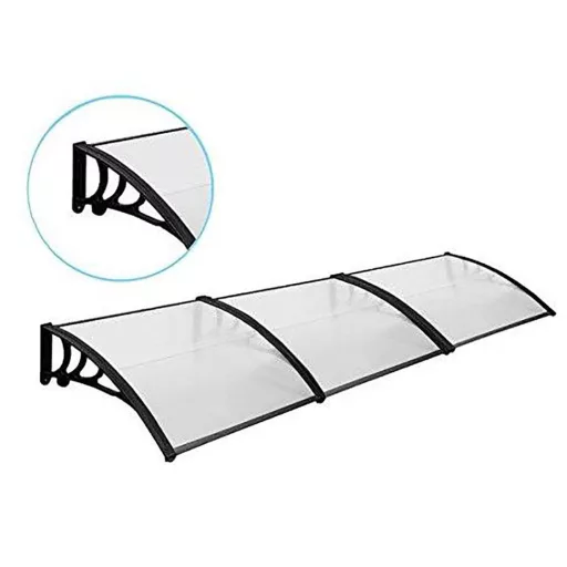 Tenda in policarbonato resistente alle intemperie - 300x90 cm, nera - Disponibile in diverse dimensioni e colori
