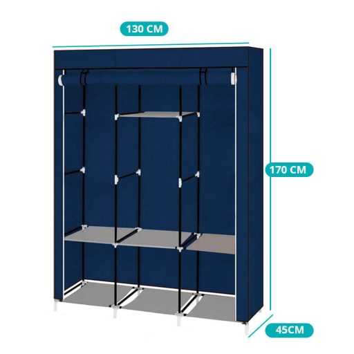 Armadio mobile con copertura con zip - 130x45x170 cm, facile da montare, storage antipolvere