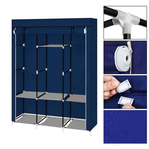 Armadio mobile con copertura con zip - 130x45x170 cm, facile da montare, storage antipolvere