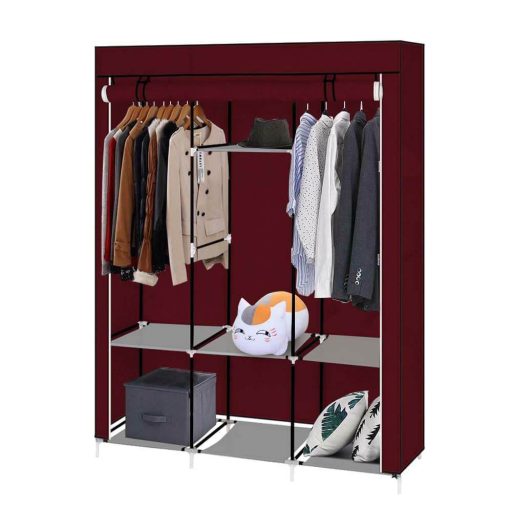 Armadio mobile con copertura con zip - 130x45x170 cm, facile da montare, storage antipolvere