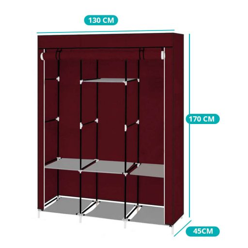 Armadio mobile con copertura con zip - 130x45x170 cm, facile da montare, storage antipolvere