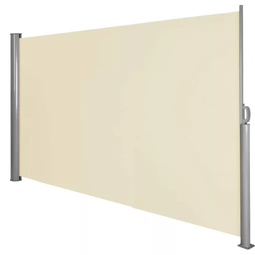 Schermo di privacy estensibile - Tessuto beige impermeabile, riavvolgimento automatico, 300x160 cm