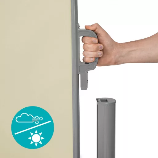 Schermo di privacy estensibile - Tessuto beige impermeabile, riavvolgimento automatico, 300x160 cm