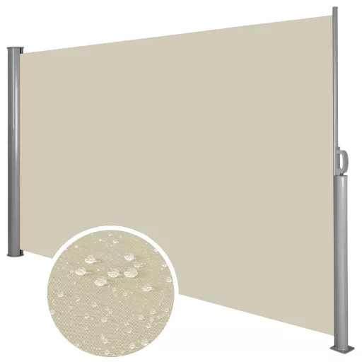 Schermo di privacy estensibile - Tessuto beige impermeabile, riavvolgimento automatico, 300x160 cm
