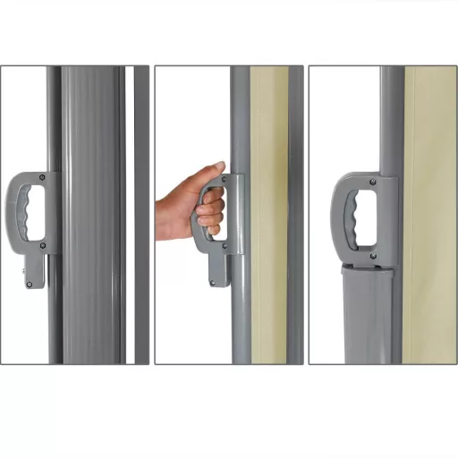 Schermo di privacy estensibile - Tessuto beige impermeabile, riavvolgimento automatico, 300x160 cm