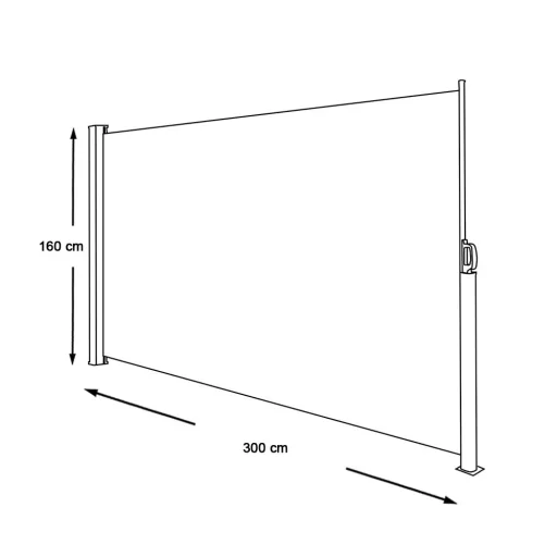 Schermo di privacy estensibile - Tessuto beige impermeabile, riavvolgimento automatico, 300x160 cm