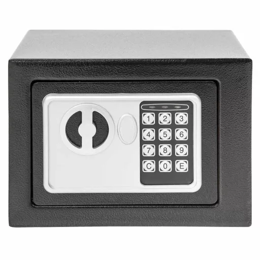 Cassaforte Digitale Compatta con Codice PIN e Accesso con Chiave - Nera