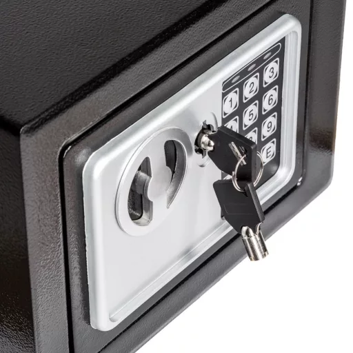 Cassaforte Digitale Compatta con Codice PIN e Accesso con Chiave - Nera