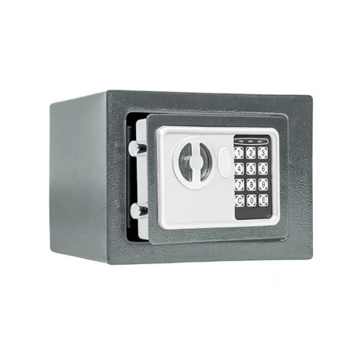Cassaforte Digitale Compatta con Codice PIN e Accesso con Chiave - Grigia